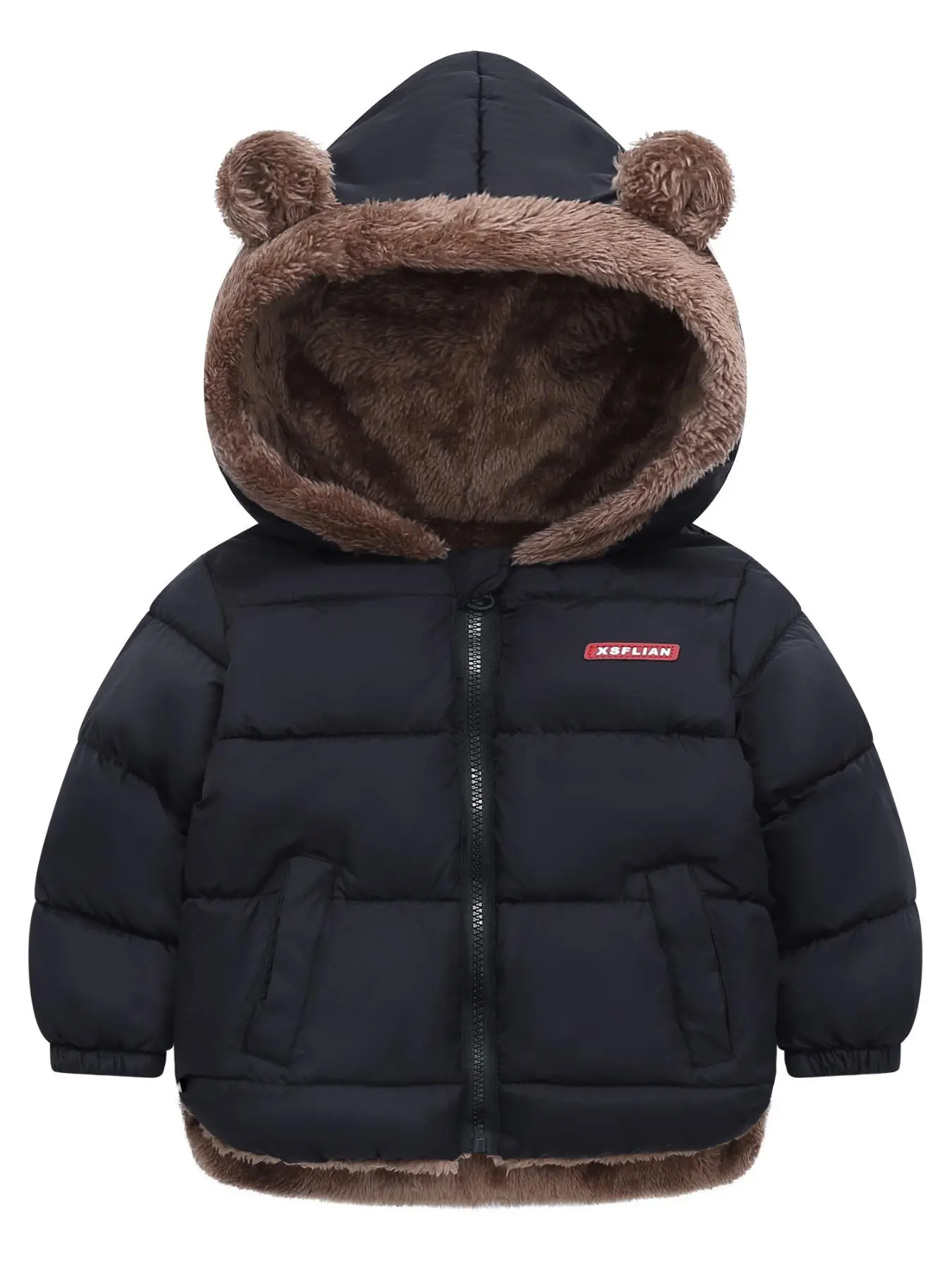 Autumn Winter Hooded Coat, Unisex Zipper Pocket Jacket, Casual Comfy Jacket, Warm Outerwear for Boys and Girls