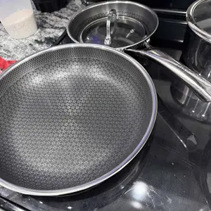 SNOWCLAD 12-Inch Nonstick Frying Pan with Lid – Hybrid Stainless Steel Skillet, Induction Compatible, Dishwasher Safe & PFOA Free