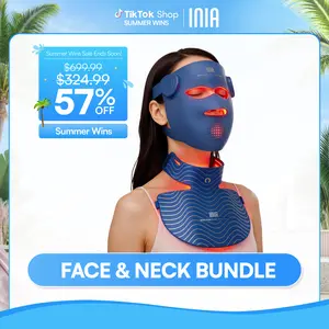 INIA GLOW 940nm 4D Face Mask & Neck Mask Bundle, Deep Dual NIR Repair (940+850nm), Cooling Therapy for Lift, Glow & Wrinkle Reduction, Face to Chest Anti-Aging,Mother's Day Special Gift