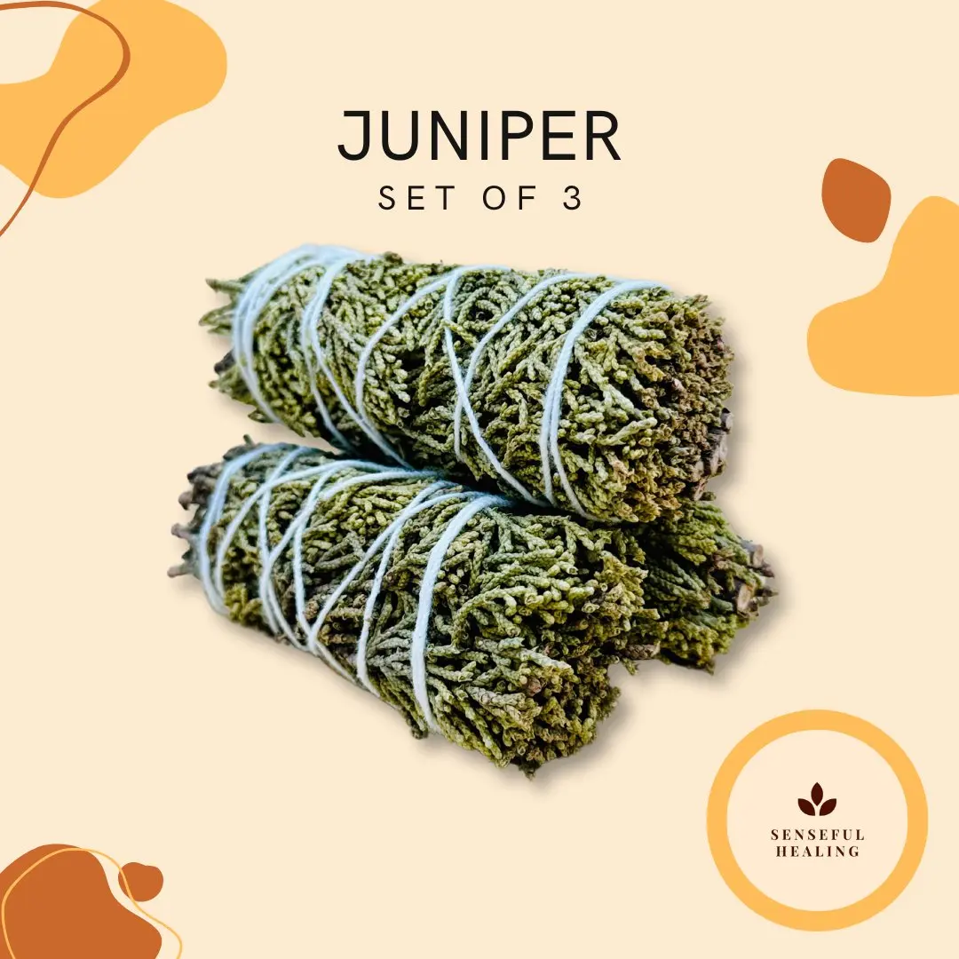 3-Pack 4-Inch Juniper Smoke Smudge Bundles, Natural Aroma Masculine Incense Freshener, Cleansing and Prosperity Protective Energy Home Fragrance, Includes Smudging Guide for Easy Home Care