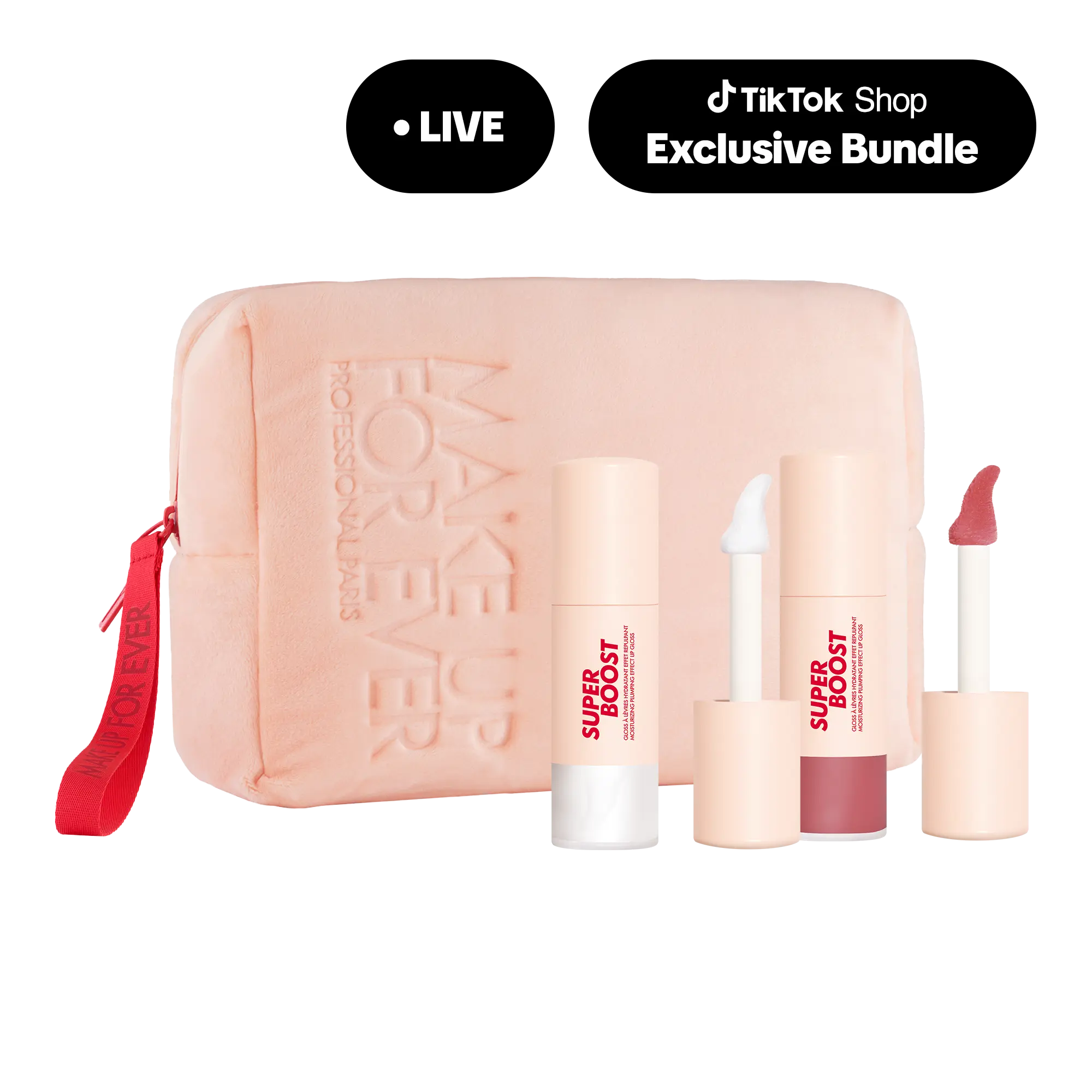 Super Boost Lip Gloss Duo - Only on TikTok Shop - Moisturizing & Plumping Lip Gloss with Hyaluronic Acid and Makeup Pouch