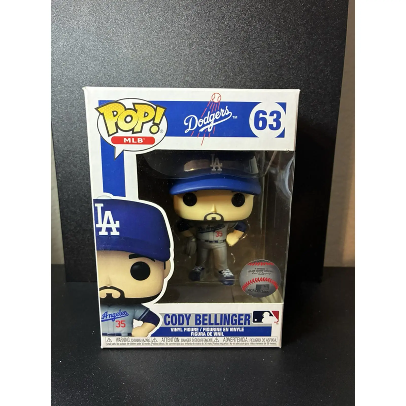 Funko Pop! MLB Dodgers Cody Bellinger #63 Collectible Figure with Baseball and Dodgers Logo