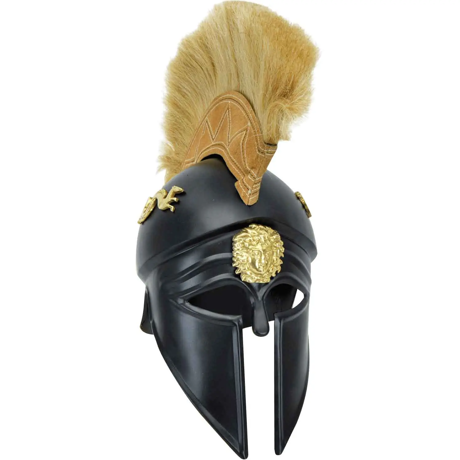 Medieval Warrior Royal Corinthian Helmet Greek Style Plume 18G Steel Wearable Helmet with Display Stand for Historical Reenactments, Accessories, Strap, Gift