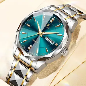 RUIGE brand men's watch night light waterproof business men's watch calendar week display trendy watch steel strap quartz watch