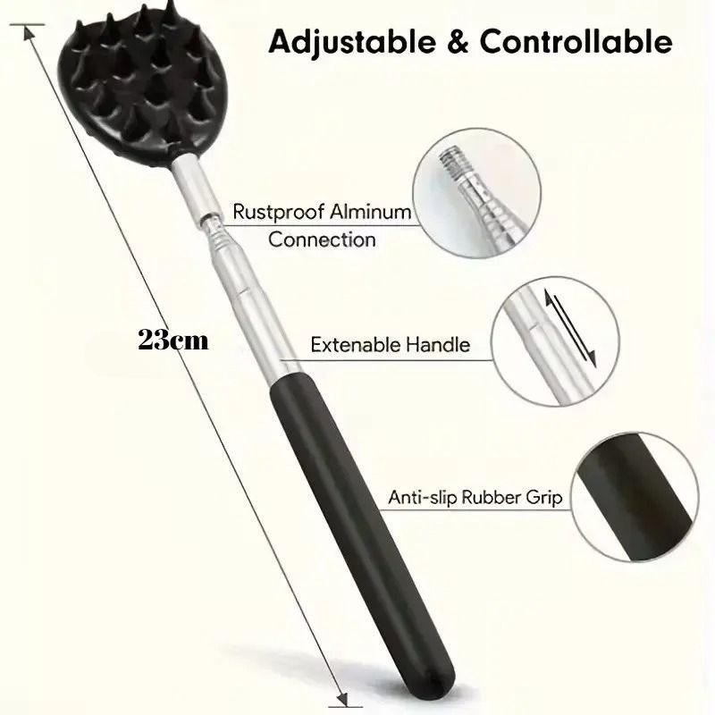Extendable Cactus Back Scratcher With Retractable Spikes - Heavy-Duty PVC Itch Stick For Men & Women, One-Hand Operation, Adjustable Length, Portable Back Massager For Bed, Couch, Travel - Durable Cactus-Shaped Design