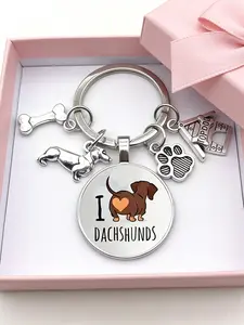 1pc Butt Heart Loves My Dachshund Bone Dog House Keychain Time Handmade Pet Dog Time Key Ring,Cute Animal Dog Keychain,Husband Gift,Bag Charm,Keychain For Bags