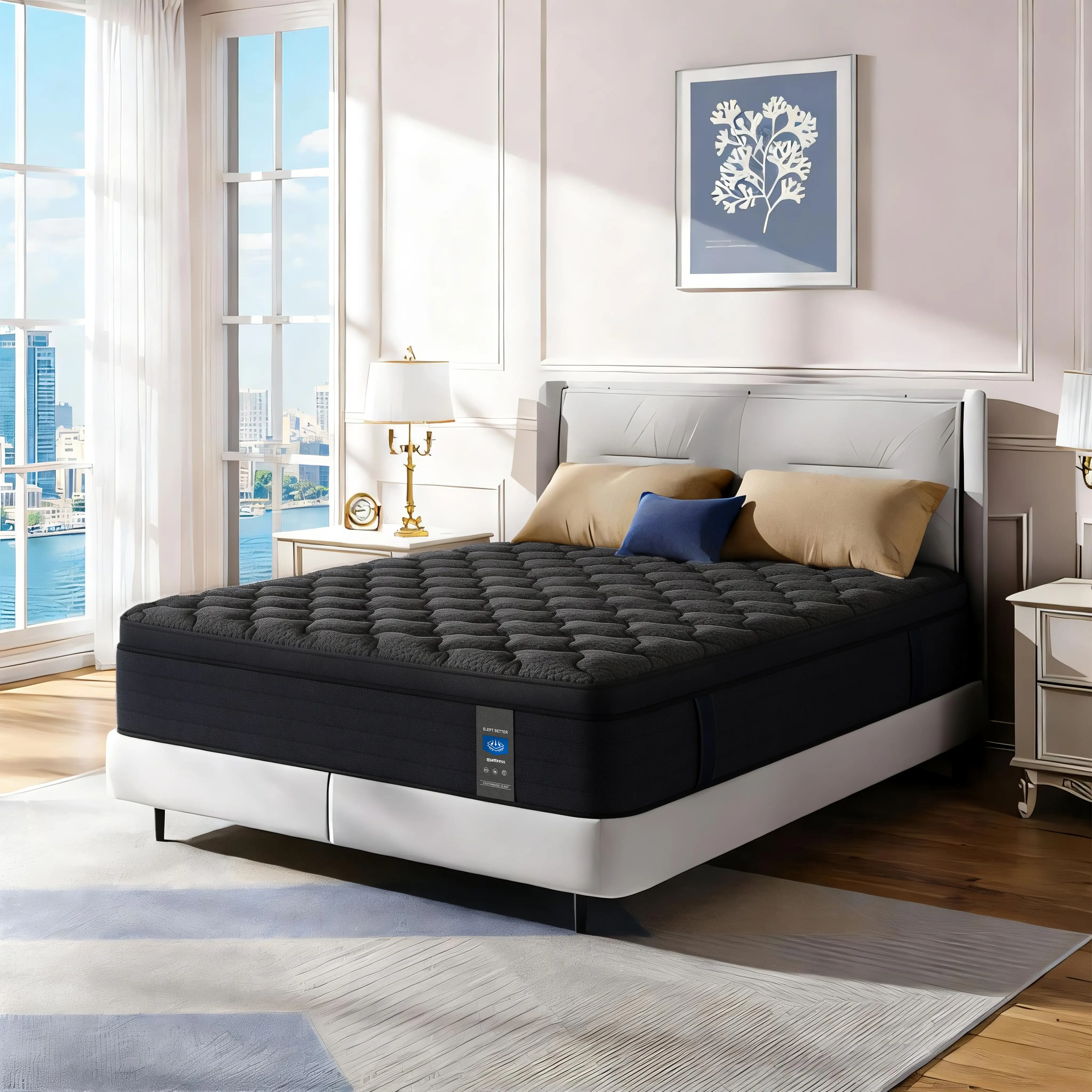 【YNDWON】12-14 inch Gel Memory Foam Hybrid Mattress (Twin, Full, Queen, King Sizes), Individual Pocket Independent Springs, Medium Firm, Pressure Relief, Breathable, CertiPUR-US Certified, Mattress in a Box, Foam Mattress, Ergonomic