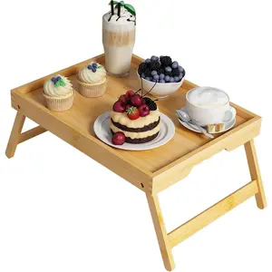 Bed Tray Table with Folding , Breakfast in Bed for Kitchen Serving Tray,Sofa,Eating, As Laptop Desk Snack Tray (, Large)