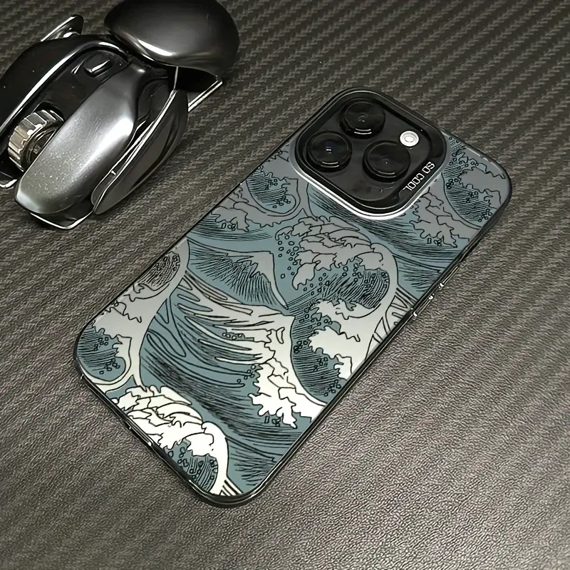 Sea wave high-quality phone protective cases, Christmas small gift, for iPhone 17/17Pro/17Air/16/15ProMax/14/13/12/11/X/8/7 series, Comfortable to hold, bright surface, five stylish color, shockproof, anti slip, lightweight, PC material,