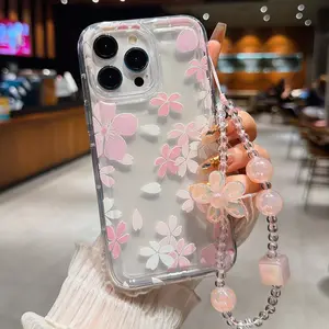 Floral Anti-Drop Tpu Phone Case with Fashionable Lanyard, Compatible with Apple iPhone 17 17promax 16promax 16 14/13 Pro Max 12 11 XR XS 7 8 Plus Samsung S10 S22 A12 A50 A52 S24 A13 5g