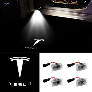 LED Car Door Welcome Light, Laser Logo Projection Shadow Lamp, Tesla Car Door Ground Light, Atmosphere Light, Universal Decoration Accessory, Car Decorative Light, Led Car Lights