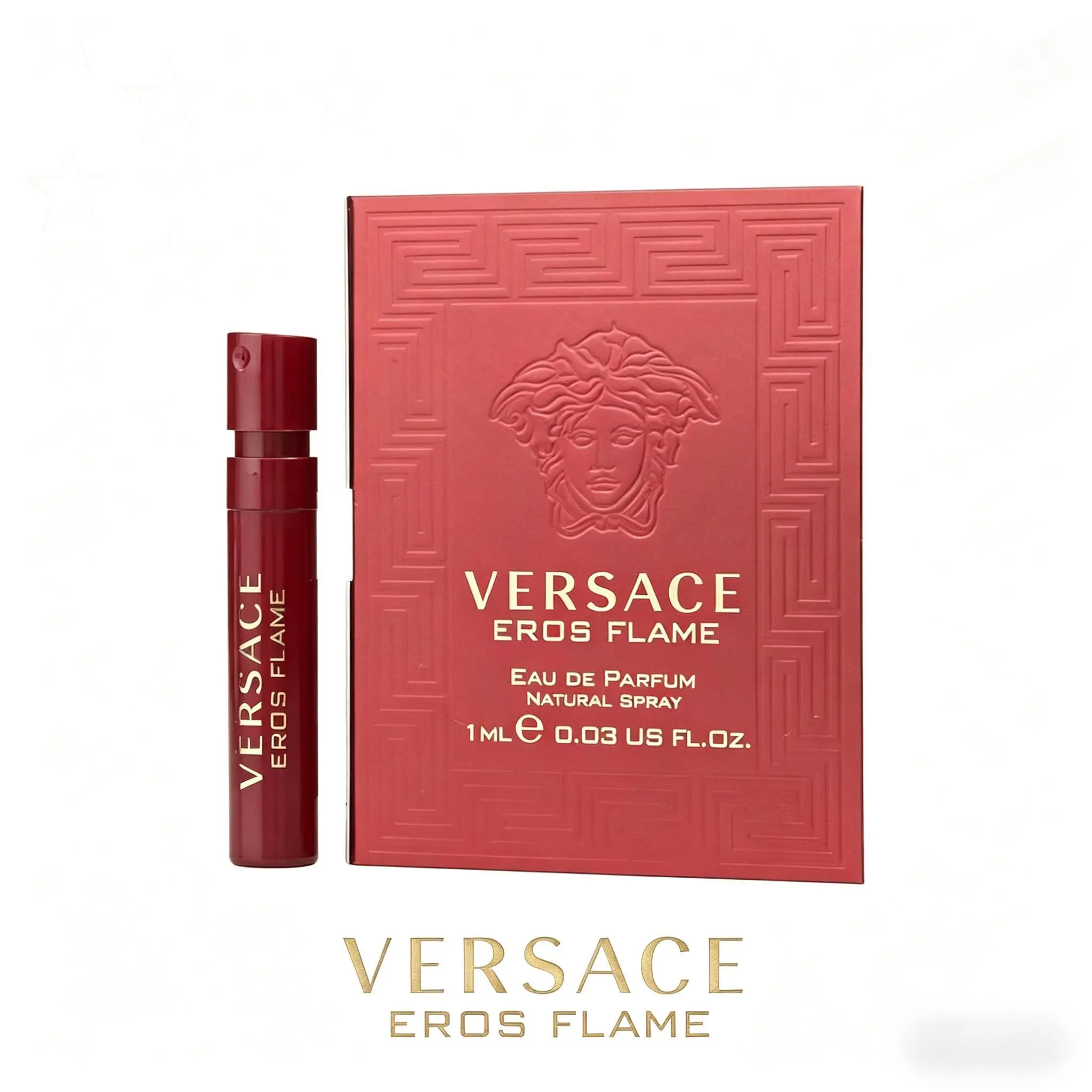 Versace Eros Flame Men's Eau de Parfum Spicy Citrus Perfume, Bottle + Sample Vial Men's Fragrance, 0.03 oz/1 ml Sample, Spicy Perfumes, Citrus Eau De Parfum Bottle Men's Fragrance