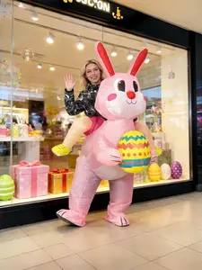 1pc Inflatable Easter Bunny Ears Costume for Parties, 3D Riding Bunny for Festivals, Fun Dress-Up for Kids and Adults