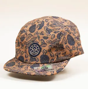 5-Panel Mushroom Hat - Brown & Blue