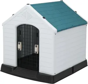Bonnlo Plastic Dog House, Pet Dog Kennel Water Resistant for Small Medium Sized Dogs with Door, Indoor & Outdoor Use (32.7" H)
