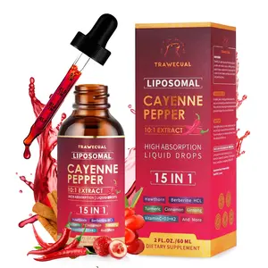 15-in-1 Formula  Liposomal Cayenne Pepper  Drops High-Absorption with Turmeric,Beet ,Ginseng,VitaminsD3K2  for Eurdance& Energy Support 2ml Daily Natural Supplement Healthcare 60ml