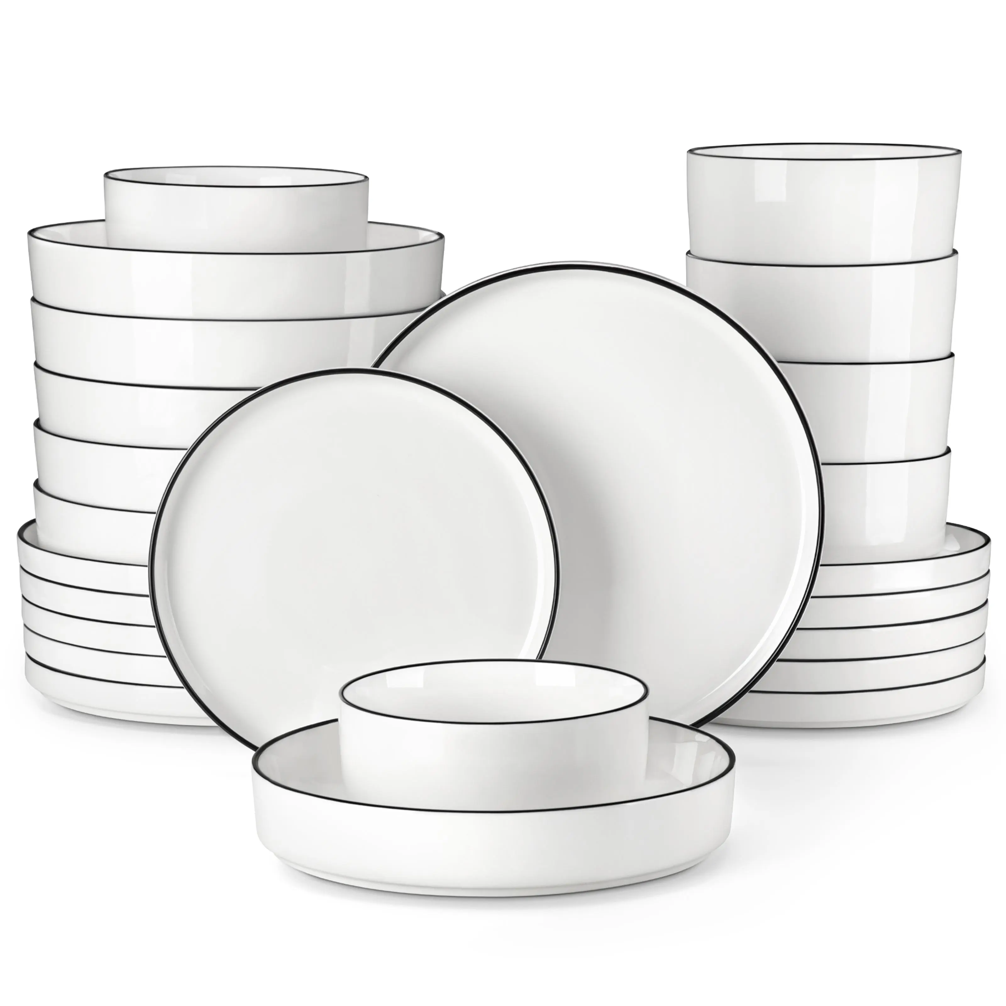 MALACASA Series LEAH Modern Porcelain Dinnerware Set, 12/16/18/24 Pcs, Set for 4/6, Microwave and dishwasher safe, safe and eco-friendly, perfect for gifts or gatherings,DealsForYouDays