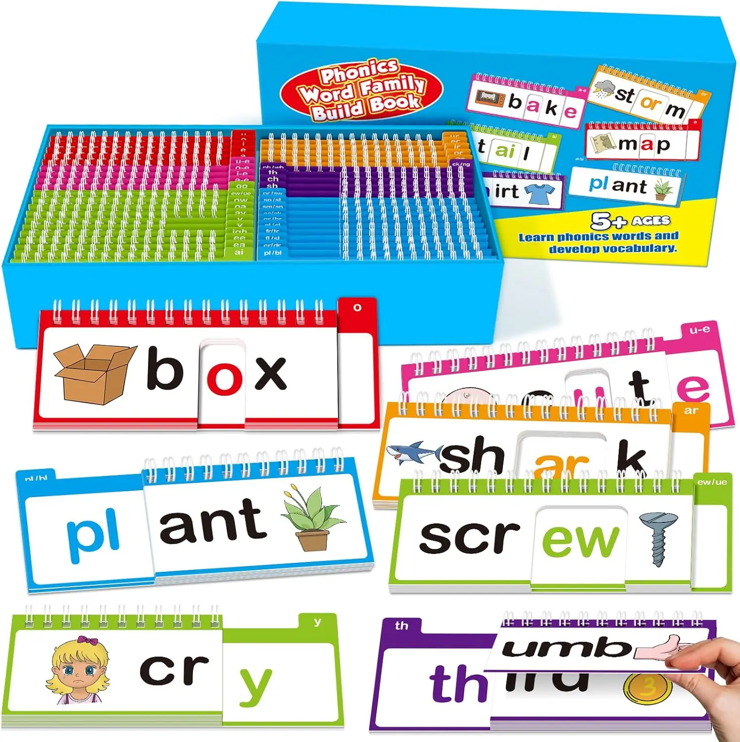 40 Read & Rhyme Flip Cards Word Building Cards Phonics Learning Activity Literacy Learning Tools for Kids