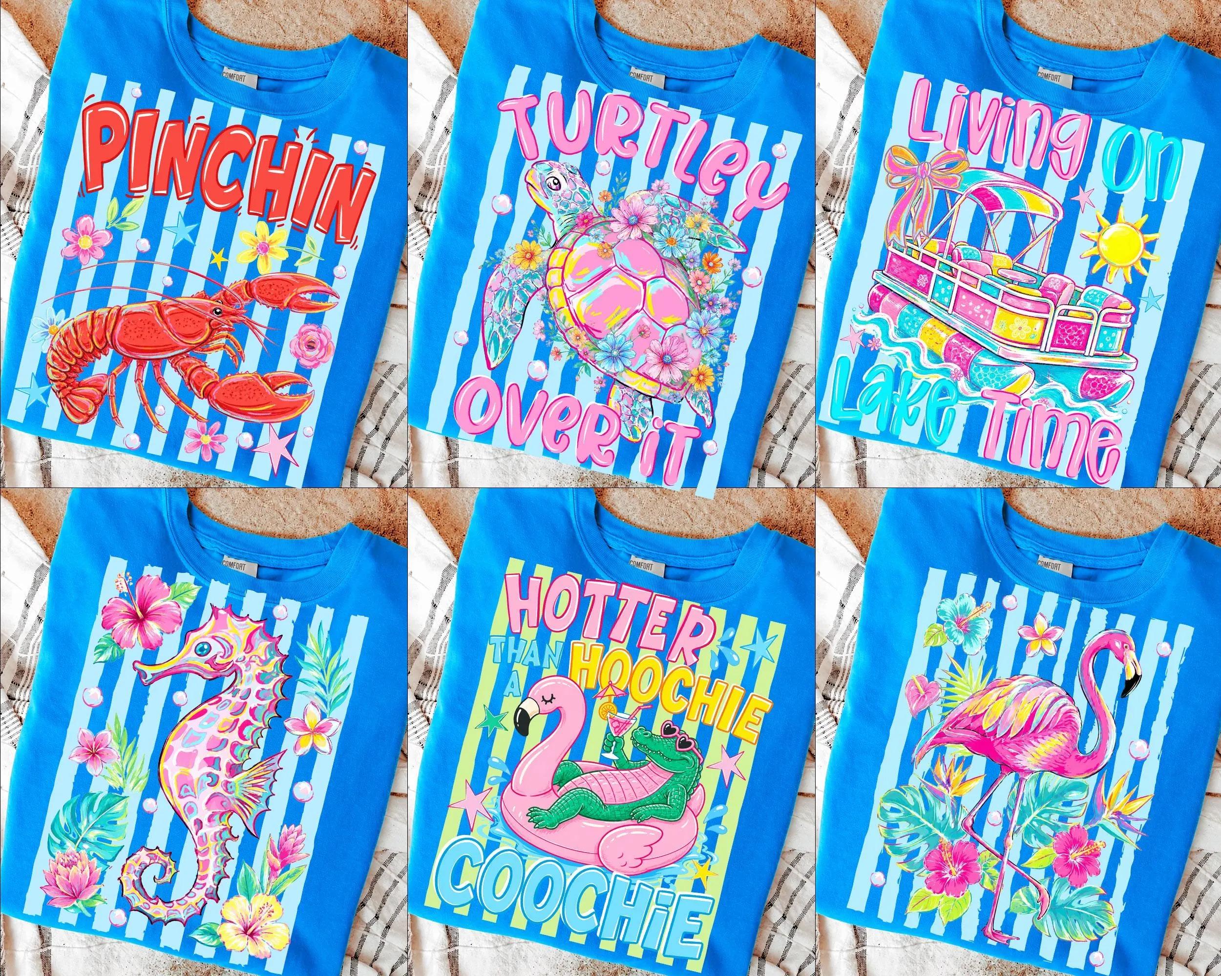 Striped Coastal Summer Comfort Color Shirt, Summer Vibes Shirt, Beach Life Tee, Trendy Summer Sublimation, Cute Sassy Animal Shirt