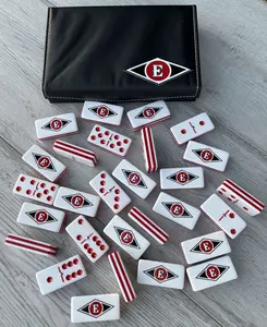 Leones del Escogido Jumbo Professional Acrylic Domino Set With Metal Spinner Dominican Baseball