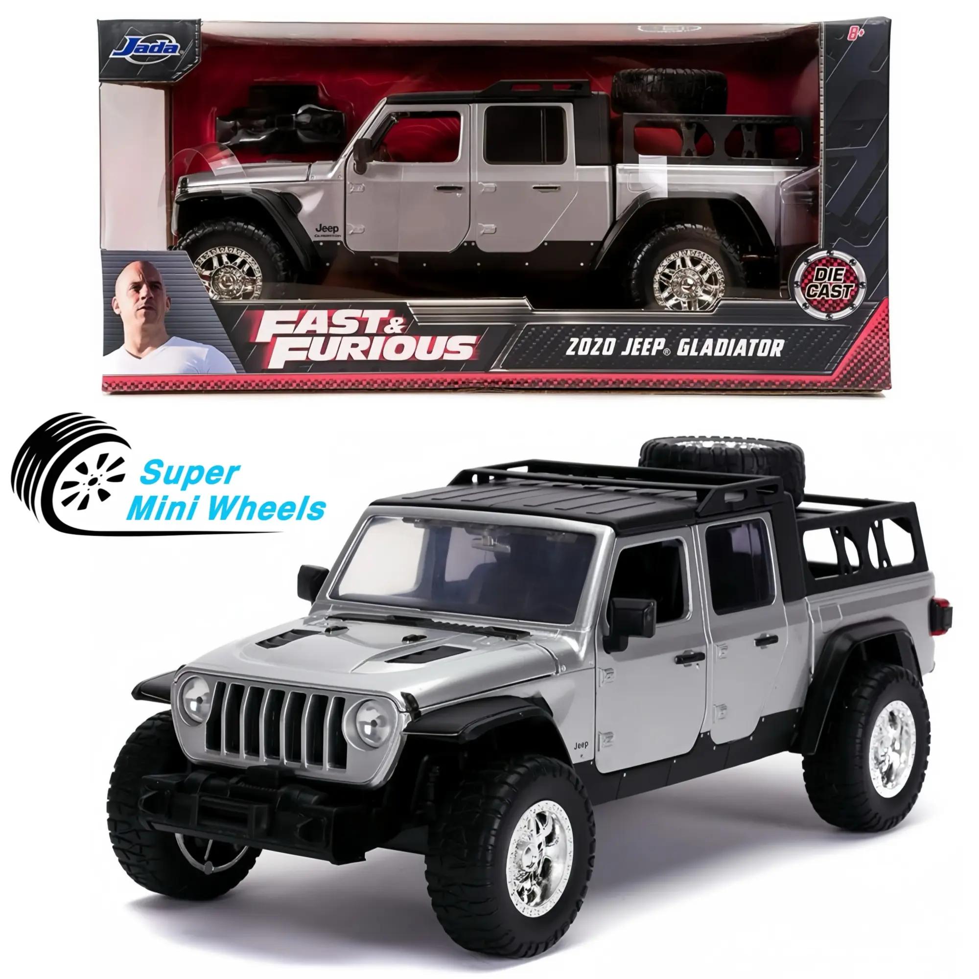 Jada 1:24 Fast & Furious 2020 Jeep Gladiator Silver #31984 Jada 1:24 Fast & Furious 2020 Jeep Gladiator Silver #31984