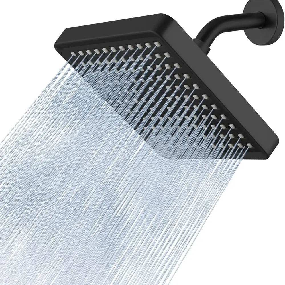 Modern Square 6-Inch /chrome Shower System, Rain Shower Head, Square Showerhead, Easy 1-Minute Installation, High-Pressure Bath, Modern Bathroom