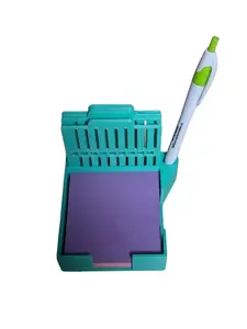 Desk Memo Organizer with Ticky Note Holder, Stencil Set and Pen Storage for Office Stationery Organization