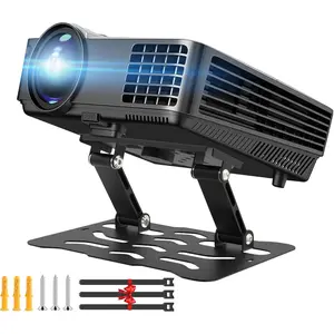 Adjustable Projector Stand, 3-in-1 Desk / Wall / Ceiling Mount with 180? Dual-Axis Rotation, Carbon Steel Desktop Projector Mount, Universal 1/4" Screw, Compatible with  Projectors