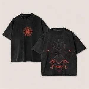 Destiny 2 Hunter Gunslinger Vintage Washed Crew Neck T-shirt – Oversized Graphic Hooded Tank Top, Heavyweight Retro Streetwear Cotton Tee, Perfect for Fans of Gaming, Art, and Epic Sci-Fi Poster-Inspired Fabric Menswear