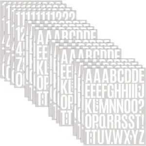 840 PCS 16 Sheets Letter Stickers 2 Inch Large Alphabet Sticker Vinyl Self Adhesive Waterproof Number Sticker Suitable for Indoor Outdoor Mailbox Poster Crafts (Blackbody,White)