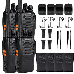 Baofeng 4Pcs BF-888S Walkie Talkies - UHF 400-470MHz Long Range 2-Way Ham Radio Transceivers for Hunting, Hotel Use
