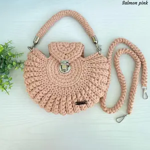 Shell Shaped Handmade Woven Crochet Shoulder Bag Round Knitted Design Women's Crossbody Bag Summer Gift for Her