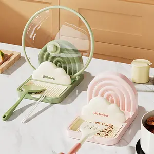 Pot lid holder with suction cup, kitchen storage rack, tabletop wiper holder