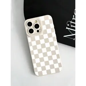Y2K Matte Checkered TPU Smartphone Casing - Camera Protection, Aesthetic Style, Cellphone Accessory for Handheld Devices, Compatible with iPhone 11/12/13/14/15/16/16 Pro Max/17, Galaxy Models, Accessories, Cover summerwins
