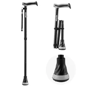 VEVOR Walking Cane for Man Woman, Folding Walking Stick with 8-Level Adjustable Height Anti-Slip Tip, Lightweight and Portable Aluminum Mobility Walking Aid for Senior Adult, 250LBS Loading