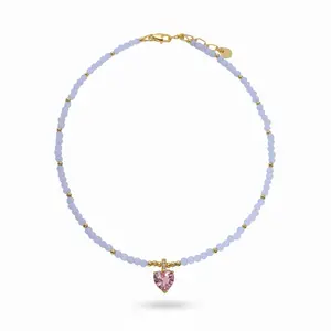 Lila Necklace with Heart Pendant and Beaded Design for Women's Fashion