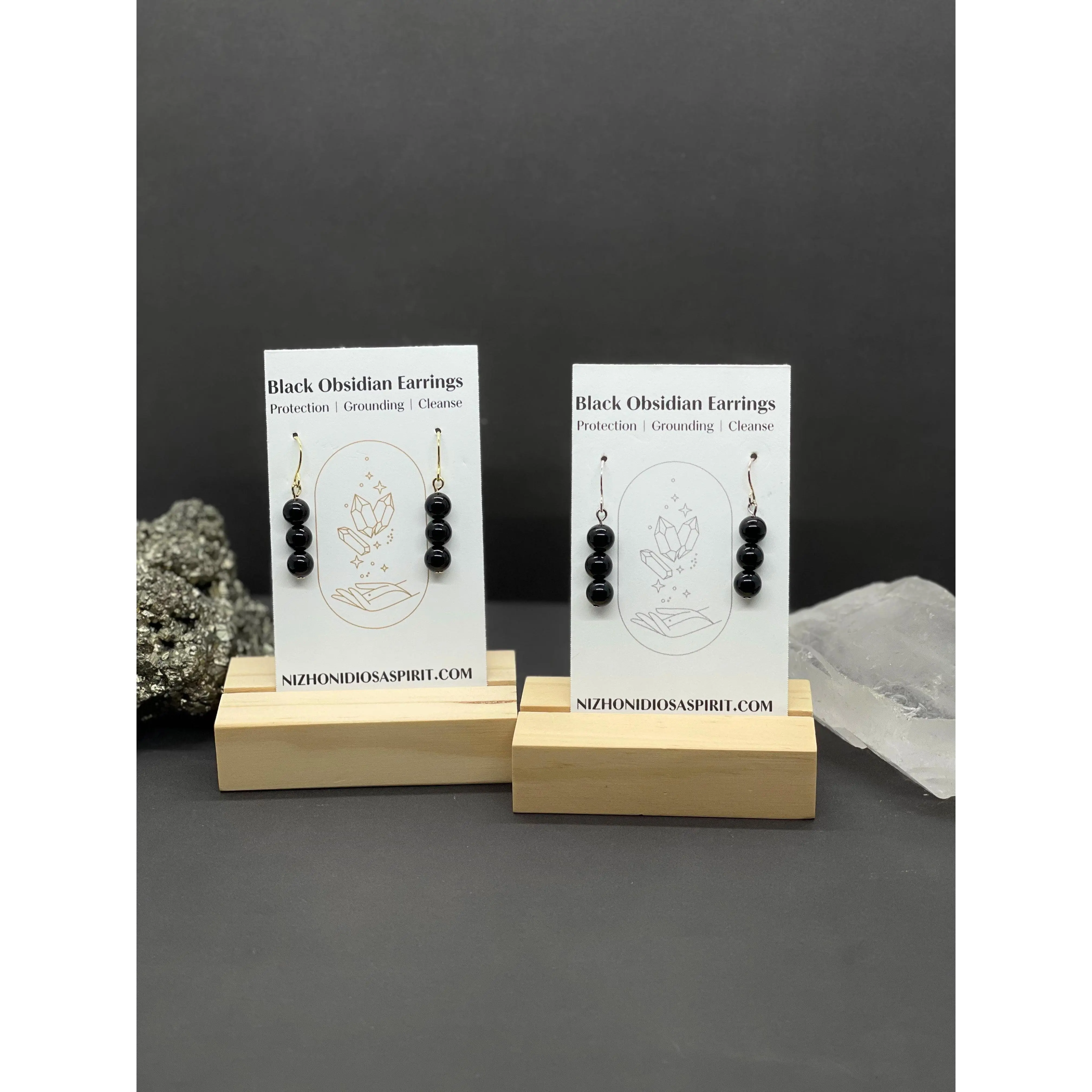 Black Obsidian Crystal Earrings