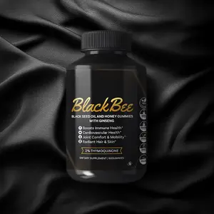 BlackBee Black Seed Oil & Honey Gummies with Ginseng - 60 Gummies for Immune Support & Skin Health - Natural Energy Booster - 2% Thymoquinone