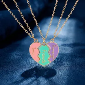 Magnetic Best Friends Forever Heart Necklace for 3 – BFF Matching Friendship Puzzle Pendant Necklace Set for Besties Girls Birthday Christmas Gift