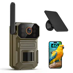 4G LTE Cellular Trail Camera with Solar Panel, 1080p Hunting & Outdoor Security, Long-Range Motion Detection，Night Vision，2-Way Audio, IP65, Built-in SIM & Unlimited Plan, No WiFi Needed