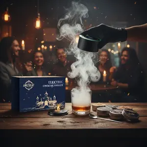 AMZSEAT Electric Cocktail Smoker Kit for Whiskey Lovers Butane-Free Rechargeable with 6 Wood Flavors Durable Christmas Gift for Dad Husband Him,Valentine's Day gift