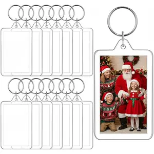 10 Transparent Rectangular Acrylic Photo Frame Keychains, Insertable for Polaroid Photos, Double-Sided Rectangles, DIY Hanging Photo Frames, Wedding Souvenirs, Valentine's Day Gifts, Suitable for Decorating Keys, Keychain Pendant
