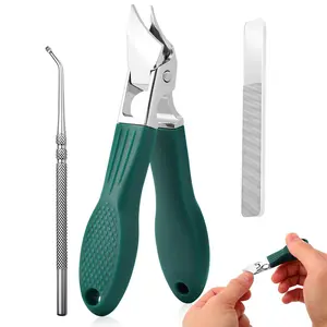Eagle Beak Beveled Nail Clippers, 3Pcs Wide Jaw Opening Anti-Sp lash Slanted Nail Clipper, Long Handle Wide Jaw Opening Anti-Splash  Slanted Edge Nail Clipper for Thick Nails, Seniors & Ingrown Care(Green)