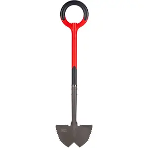 Root Slayer 22611 Serrated Garden Edger for Landscaping, Soil Cutting, and Clean Lawn Borders, Steel Tool, Red