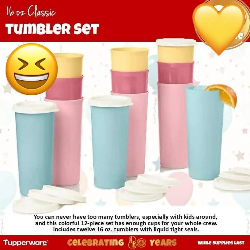 16 Oz. Vintage Tupperware Tumblers 16 Oz. Vintage Tupperware Tumblers