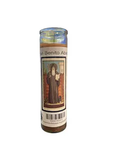 8" Saint Benedict Glass image Candle