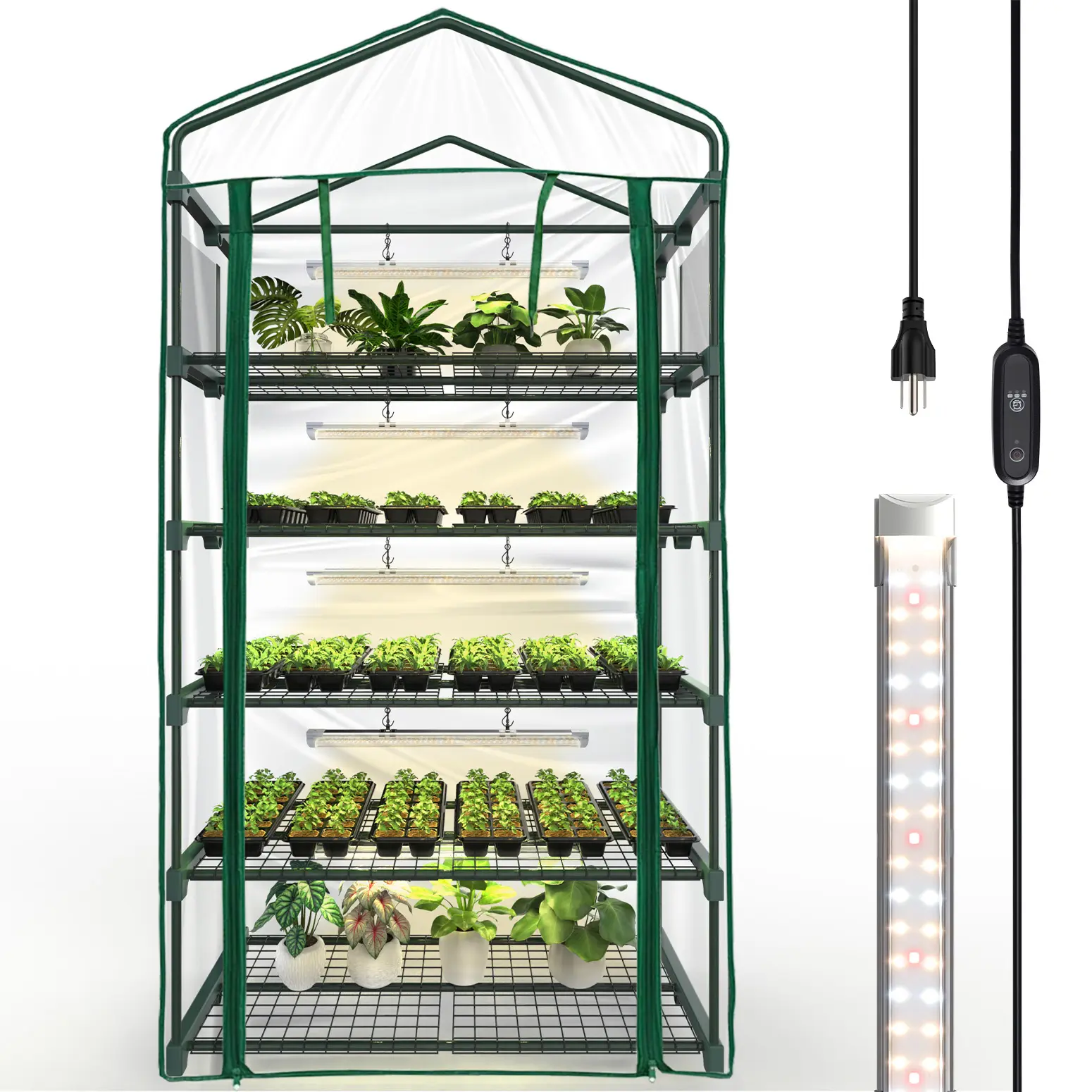 Bstrip Heavy Duty 5-Tier Indoor Greenhouse with Growing LED Lights, 75" Large Grow Tent System with Timer & Ventilation