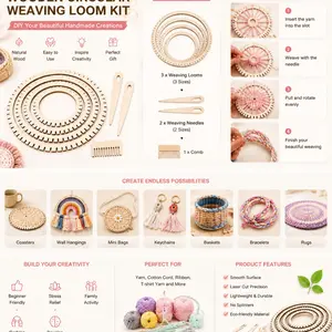 Complete DIY Craft Kit, 3 Sizes Wooden Looms + 2 Needles + 1 Comb, Eco-Friendly, Perfect for Yarn, Metal Wire, Beads, Jewelry Making