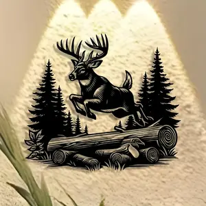 Elegant Metal Deer Wall Art Decor, Durable Iron Structure, Perfect for Home Office Living Room Bedroom Kitchen Bar Christmas Gift, Wall Art Decoration