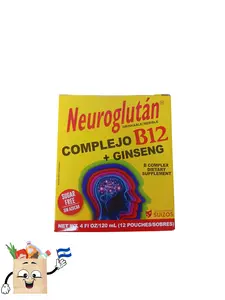 Neuroglutan Neuroglutan Dietary Supplement Complejo B12 & Ginseng 12 Pouches Sugar Free Drinkable 4 Fl Oz Each El Salvador